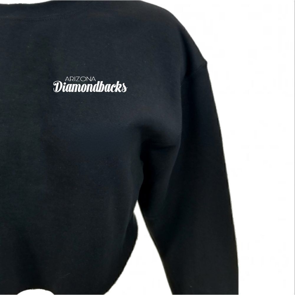ARIZONA DIAMONDBACKS Double Script Retro Logo BLACK Cropped Crop Top Sweatshirt - Picture 4 of 6